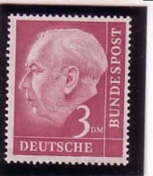 DEUTSCHLAND 3,00 DM MI-NR. 196 POSTFRISCH(MINT) BUNDESPRÄSIDENT THEODOR HEUSS - Ungebraucht