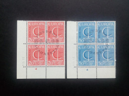 SCHWEIZ MI-NR. 843-844 GESTEMPELT(USED) ECKRANDVIERERBLOCK EUROPA 1966 SEGEL - 1966