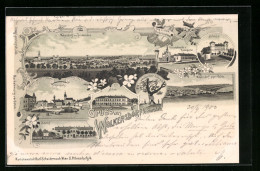 Lithographie Wolkersdorf A. D. Staatsbahn, Schloss, Schule, Bahnhof  - Otros & Sin Clasificación