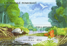 Czech Tschechien Tchèque 2024 Litovel Pomerania Protected Landscape Area Bird Butterfly Set Of 2 Stamps In Block MNH - Cranes And Other Gruiformes