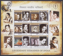 Inde India 2011 MNH MS Legendary Heroines, Indian Cinema, Bollywood, Actress, Woman, Film, Women, Miniature Sheet - Neufs