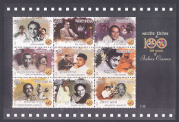 Inde India 2013 MNH MS Indian Cinema, Bollywood, Actor, Director, Film, Filmmaker, Actress, Movies, Miniature Sheet - Neufs