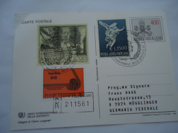 VATICAN REGISTERD  1985 POSTCARDS  ANNO  ART PAINTING WITH 4 STAMPS - Vatikanstadt