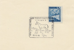 1946: Österreich: 100 Jahre Tierschutz -Pferd, Hund, Vogel - Brieven En Documenten