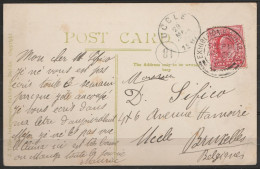 Irlande - CP Affr. GB N°107 1d Rouge Pour BRUXELLES Càd "EXHIBITION B.O. DUBLIN/MY 28/1907" Càd Arrivée "UCCLE/29 MA/190 - Storia Postale