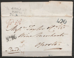 L. Datée 1836 De LANGFORD Pour PORTO - Man."Paid" Port "2/6" + "N°26" + Port 490 Au Tampon+70 (au Dos: Griffe "BRISTOL/M - ...-1840 Precursores