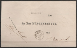 Pays-Bas - L. Non-affr. Pour Le Bourgmestre De BARNEVELD Càd "UTR.ZWOLLE/1874" + Griffe "NUNSPEET" (au Dos: [AFGEVOERD]  - Cartas & Documentos