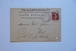 Carte  Commerciale LAFILOLIE Rue Turbigo PARIS   Pour  RIVEL  -  Aude    -  1912- - Visitenkarten