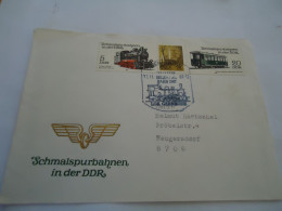 DDR  GERMANY    FDC  COVER 1987  TRAIN   TRAINS PAIR WITH LEBEL AND POSTMARK TRAINS - Treinen