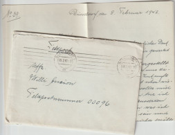 German Feldpost WW2 To Vervins, France - Kreiskommandantur 797 Posted Düsseldorf 9.2.1942 W/letter. Postal Weight 0,09 K - Militaria