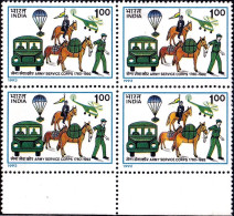 HELICOPTERS- CAR TRANSPORT- PARACHUTES- PONIES - INDIA- BLK OF 4- VARIETY-MNH-IE-220 - Elicotteri