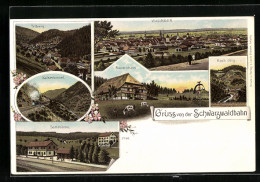 Lithographie Villingen, Ortsansicht, Triberg, Sommerau, Kaisertunnel  - Triberg