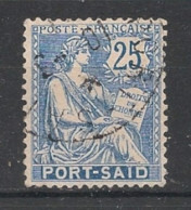 ORT-SAID - 1902-20 - N°YT. 28 - Type Mouchon 25c Bleu - Oblitéré / Used - Gebruikt