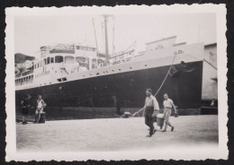 Jolie Photographie Du Bateau Paquebot EL KANTARA à Quai, Messageries Maritimes Marseille Port Vendres Algérie 6,1x8,9cm - Schiffe