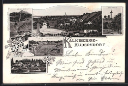 Lithographie Rüdersdorf, Kalkberge - Hohe Halde, Tiefbau Vom Glockenberg, Ortsansicht  - Rüdersdorf