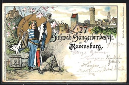 Lithographie Ganzsache PP27C51 /02: Ravensburg, 27. Schwäbisches Sängerbundesfest 1904, Festpostkarte  - Postkarten