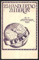 AK Ganzsache PP52C3: Berlin, 25. Händlertag 1921, I.P.H.V. Ausstellung, Globus  - Briefmarken (Abbildungen)