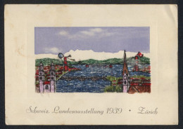 Seidenstick-AK Zürich, Schweiz. Landesausstellung 1939, Gesticktes Motiv Stadt  - Sonstige & Ohne Zuordnung