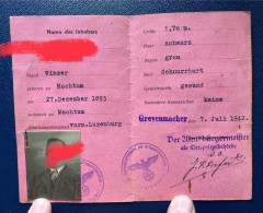 Luxemburg 2 WK . Ausweiskarte Grevenmacher  1942 . Machtum . - 1939-45