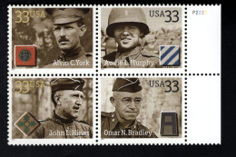 2057644005 2000 SCOTT 3396A (XX) POSTFRIS MINT NEVER HINGED - DISTINGUISHED SOLDIERS - 3395 FIRST OF BLOCK - Unused Stamps