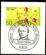 RFA Poste Obl Yv:1031 Mi:1199 Gregor Mendel Généticien Sur Fragment FDC (TB Cachet à Date) - 1981-1990