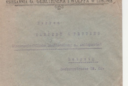 Polen Firmenbrief Ksiegarnia G Gebethnera I Wolffa W Lublinie Nach Leipzig 1925 - Covers & Documents