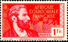 AEF Poste N** Yv: 52 Mi:51 Savorgnan De Brazza Explorateur (Petit Pt De Rouille) Petites Trace De Rouille - Unused Stamps