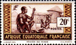 AEF Poste N** Yv: 39 Mi:34 Région Du Tchad (Petit Def.gomme) - Unused Stamps