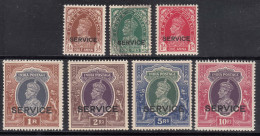 India 1937 Service Mi#94-100, Complete Set, Down Row Mint Never Hinged - 1936-47 Roi Georges VI