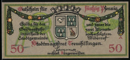 Notgeld Treuchtlingen, 50 Pfennig, Adler Mit Kranz, Stadtwappen  - Lokale Ausgaben