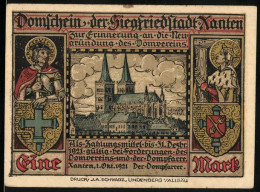 Notgeld Xanten 1921, 1 Mark, Blick Zum Dom, Sanct Victor U. Sanct Helen Mit Wappen  - Lokale Ausgaben