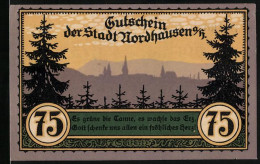 Notgeld Nordhausen 1921, 75 Pfennig, Blick In Den Tannenwald, Wilder Mann  - Lokale Ausgaben