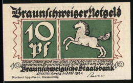 Notgeld Braunschweig 1921, 10 Pfennig, Orsteilansicht Mit Silhouette Der Restlichen Stadt  - Lokale Ausgaben