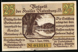 Notgeld Rotenburg I. H. 1920, 25 Pfennig, Uferpartie Unter Einem Baum  - [11] Emissions Locales