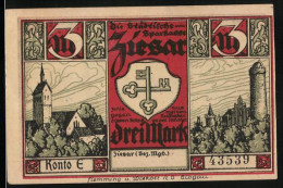 Notgeld Ziesar, 3 Mark, Der Bischoff Von Brandenburg, Johann Von Waldow, Begibt Sich Zur Messe  - Lokale Ausgaben