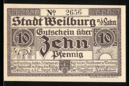 Notgeld Weilburg A. D. Lahn 1920, 10 Pfennig, Die Landwirtschaftsschule Und Die Wetterdienststelle  - [11] Emissions Locales