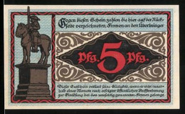 Notgeld Neuhaldensleben 1919, 5 Pfennig, Reiterstatue  - Lokale Ausgaben