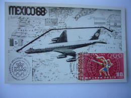 Avion / Airplane / KLM / Douglas DC-8 / Mexico 68 / Airline Issue / Carte Maximum Hongroise - 1946-....: Ere Moderne