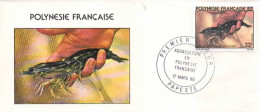 FDC POLTNESIE FRANCAISE  AQUACULTURE  ELEVA DE LA CREVETTE   CATALOGUE   YVERT   N°151  1980 - FDC