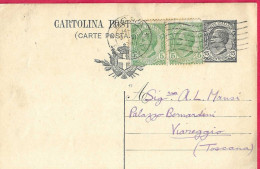 INTERO CARTOLINA POSTALE LEONI C. 15 ( + 2X5C) (INT. 42/19) DA ROMA*9.8.21* PER VIAREGGIO - Entero Postal