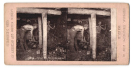 Stereo-Fotografie Universal Stereoscopic View Co., Drilling Coal Prewoods Blasting, Bergbau Kohle  - Métiers