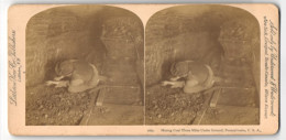 Stereo-Fotografie Littleton View Co., Littleton / N.H., Mining Coal Three Miles Under Ground, Bergbau, Kohle  - Métiers