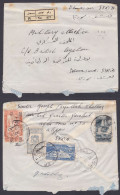 Syria 1949 Used Registered Cover To Military Attache, British Legation, Damascus, Waterfall, Aeroplane, Mountain Stamps - Syria