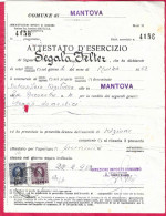 ATTESTATO D'ESERCIZIO - MANTOVA *22.2.1952* - DUE MARCHE DA BOLLO LIRE 30 E LIRE 2 - Italia