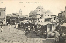 Tunisie - Tunis - La Mosquée Sidi-Mahrez - Animée - Marché - CPA - Voir Scans Recto-Verso - Tunesien