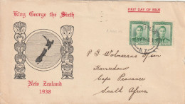 New Zealand Cover FDC - 1938 - King George VI KAREEDOUW South Africa - Lettres & Documents