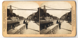 Stereo-Photo H. C. White Co., North Bennington, Ansicht Bristol, Clifton Suspension Bridge Over The Avon  - Stereoscopio