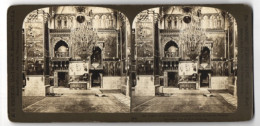 Stereo-Fotografie H. C. White Co., North Bennington, Ansicht Jerusalem, Innenansicht Der Prachtvollen Armenischen Kirc  - Stereoscopio