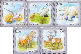 Russia 2006 Fauna Of The Yakutia Arctic Mammals Birds Set Of 5 Stamps MNH - Cranes And Other Gruiformes