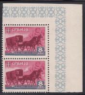 Germany Occupation Of Serbia - Serbien 1943 Mi#95 I Error - Higher Bush On Up Stamp, Mint Never Hinged - Occupation 1938-45